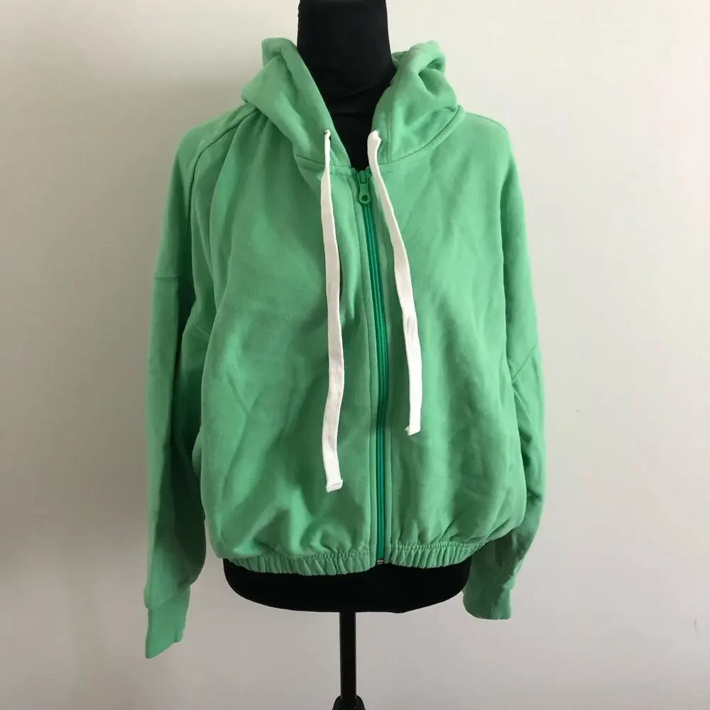 Offline by Aerie Women's Green Zip-Up Hoodie‎ Medium Cozy Cotton Blend NWT